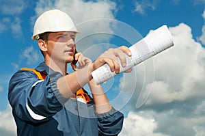 Builder worker at construction site