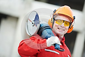 Builder worker at construction site