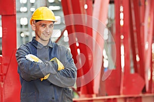 Builder worker at construction site photo