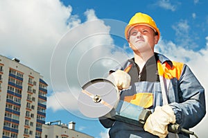 Builder worker at construction site