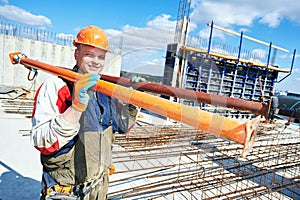 Builder worker at construction site