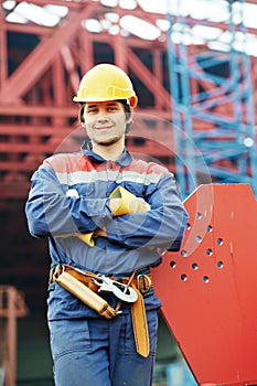 Builder worker at construction site