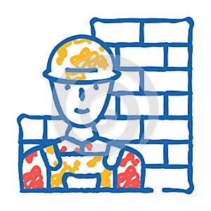 builder worker flat icon doodle illustration