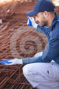 builder works on construction concrete structures