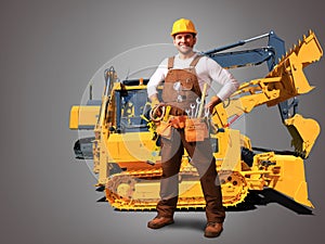 Builder in yellow helmet