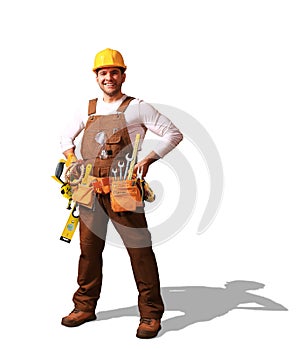 Builder in yellow helmet photo