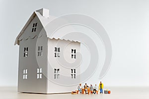 Builders at construction site resting during break