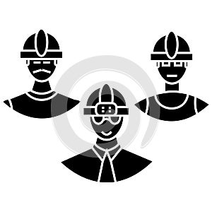 Builders team icon, vector illustration, sign on isolated background