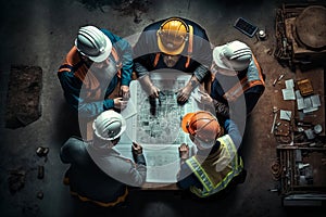 builders top view. house construction plan.