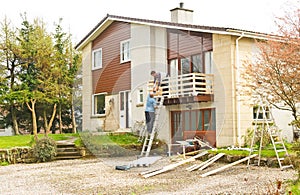 Builders at work: home improvements. photo