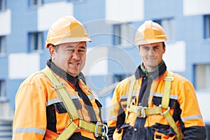 Builders workers at construction site