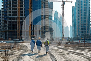 A builders works on construction site of high rise apartment building