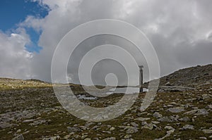 The building abandoned cable car in highlands of in Monte Rosa massif near Punta Indren. Alagna Valsesia area photo