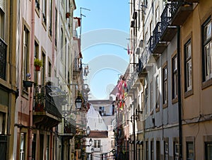 Building achitecture in Old Town of Lisbon photo
