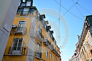 Building achitecture in Old Town of Lisbon photo