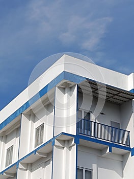 building against a blue sky