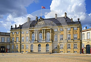 The building of Amalienburg with raised standart over it.