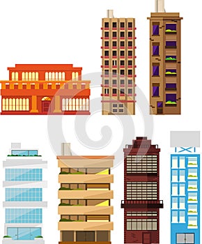 Building apartment tower house architecture set 7