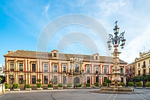 Building of Archdiocese at the place Virgen de los Reyes in Sevilla, Spain