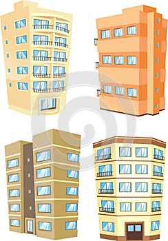 Building architecture apartments exterior housing set 1