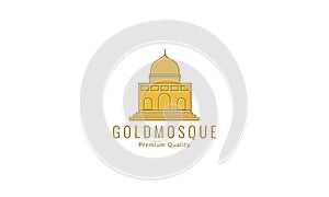 Building architecture mosque dome line gold simple logo vector icon illustration design