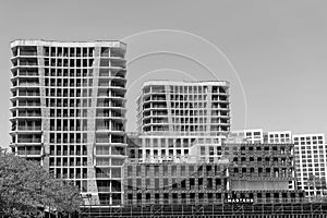 Building architecture is under construction. Construction site. Structural design engineering. Structure engineering at building