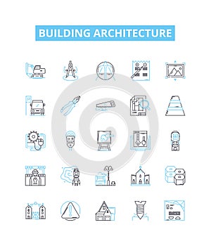 Building architecture vector line icons set. Architecture, Building, Structure, Design, Plans, Elevation, Blueprint