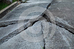 building background road crack texture with copy space. image for transport, outdoor, construction, wreck, damage concept