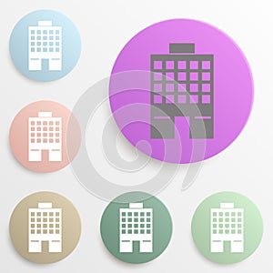Building badge color set. Simple glyph, flat vector of web icons for ui and ux, website or mobile application