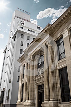 The building of bank in the center of old San Juan