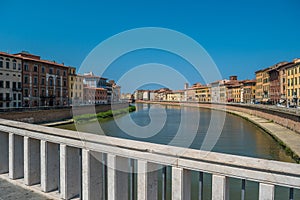 Building on the banks of the Arno River in Pisa, Italy