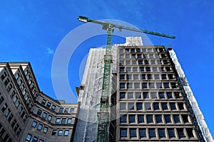 Building in Birmingham city center under construction