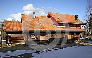 Building in Bjornstigen. Salen. Dalarna county. Sweden photo