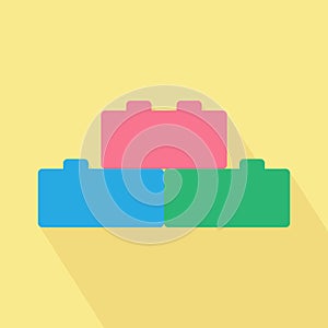Building block icon. Flat vector related icon with long shadow for web and mobile applications.