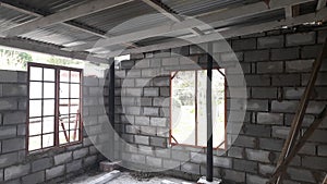 Building blocks after being cemented