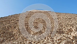 The building blocks of the pyramid of Kefren in Cairo, Giza. Egypt