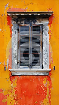 Building With Blue Shutters and Flowered Windows