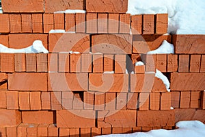 Building bricks in the snow.