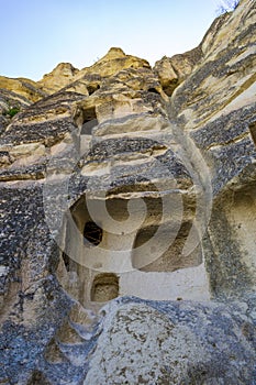 Building carved into the rock in Cappadocia