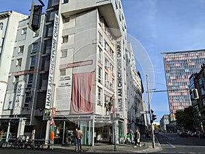 Building by check point Charlie, former border between east and west Berlin