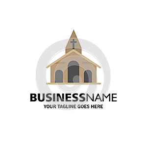 Building, Christmas, Church, Spring Business Logo Template. Flat Color