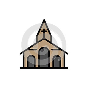 Building, Christmas, Church, Spring  Flat Color Icon. Vector icon banner Template