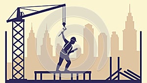 Building a City: Construction Worker on High-Rise Building Vector, vector design Generative AI