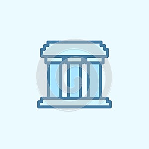 building with columns field outline icon. Element of 2 color simple icon. Thin line icon for website design and development, app
