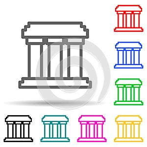 building with columns multi color style icon. Simple thin line, outline  of web icons for ui and ux, website or mobile