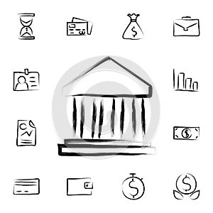 building with columns sketch style icon. Detailed set of banking in sketch style icons. Premium graphic design. One of the