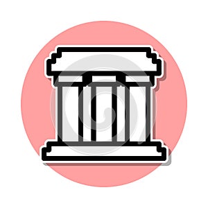 building with columns sticker icon. Simple thin line, outline vector of web icons for ui and ux, website or mobile application