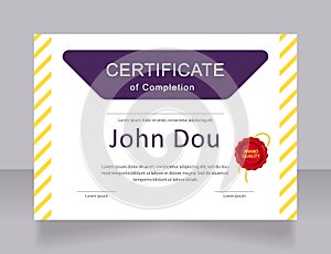Building completion certificate design template