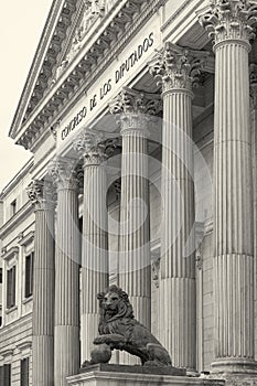 Building of Congress of Deputies in City of Madrid