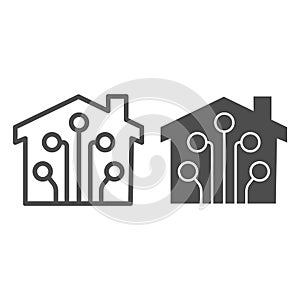 Building connections line and solid icon, smart home concept, technology vector sign on white background, electrical